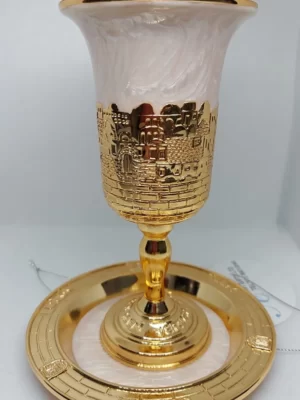 גביע קידוש דגם שנהב זהב